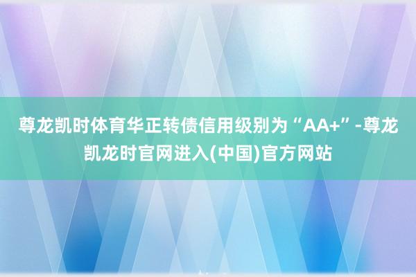 尊龙凯时体育华正转债信用级别为“AA+”-尊龙凯龙时官网进入(中国)官方网站