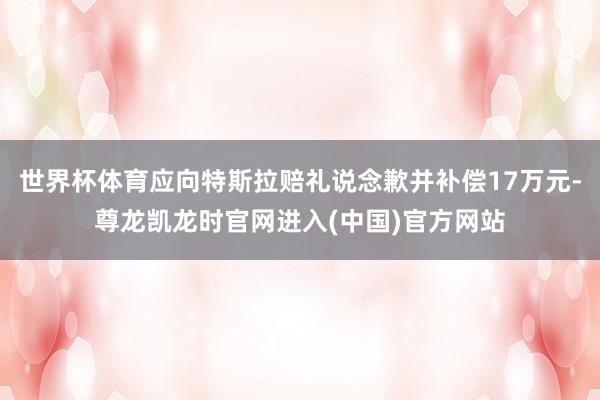 世界杯体育应向特斯拉赔礼说念歉并补偿17万元-尊龙凯龙时官网进入(中国)官方网站