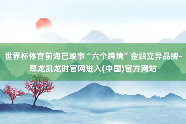 世界杯体育前海已竣事“六个跨境”金融立异品牌-尊龙凯龙时官网进入(中国)官方网站