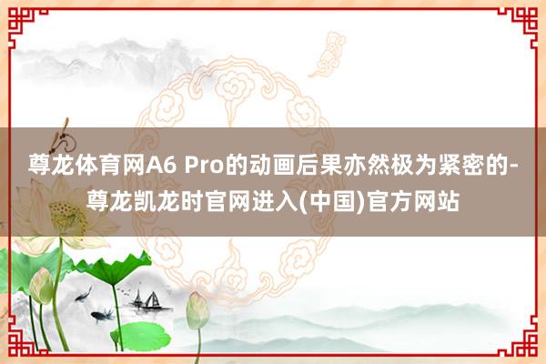 尊龙体育网A6 Pro的动画后果亦然极为紧密的-尊龙凯龙时官网进入(中国)官方网站