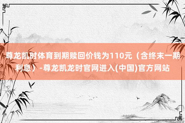 尊龙凯时体育到期赎回价钱为110元（含终末一期利息）-尊龙凯龙时官网进入(中国)官方网站