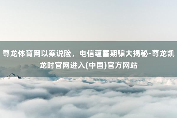 尊龙体育网以案说险,电信蕴蓄期骗大揭秘-尊龙凯龙时官网进入(中国)官方网站