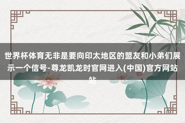 世界杯体育无非是要向印太地区的盟友和小弟们展示一个信号-尊龙凯龙时官网进入(中国)官方网站